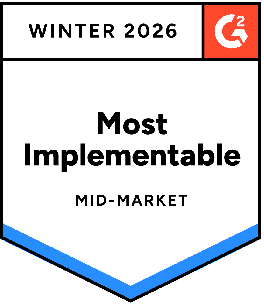 VeriScan has the Most Implementable badge from G2 based on user reviews